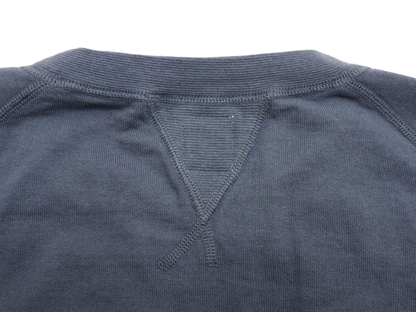 TOYS McCOY Men's Short Sleeve Raglan Sweatshirt, Garment-Dyed Loopback French Terry, V-Gusset Crewneck, Made in Japan (TMC2612 120 Garment-Dyed Washed Blue)
