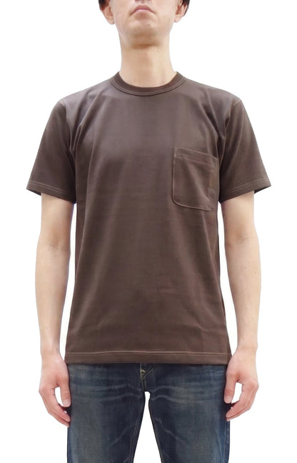 TOYS McCOY Men's Plain Short Sleeve Pocket T-Shirt - Steve McQueen Inspired, Tubular Knit Jersey, Unwashed, Made in Japan (TMC2615 021 Muted Charcoal)
