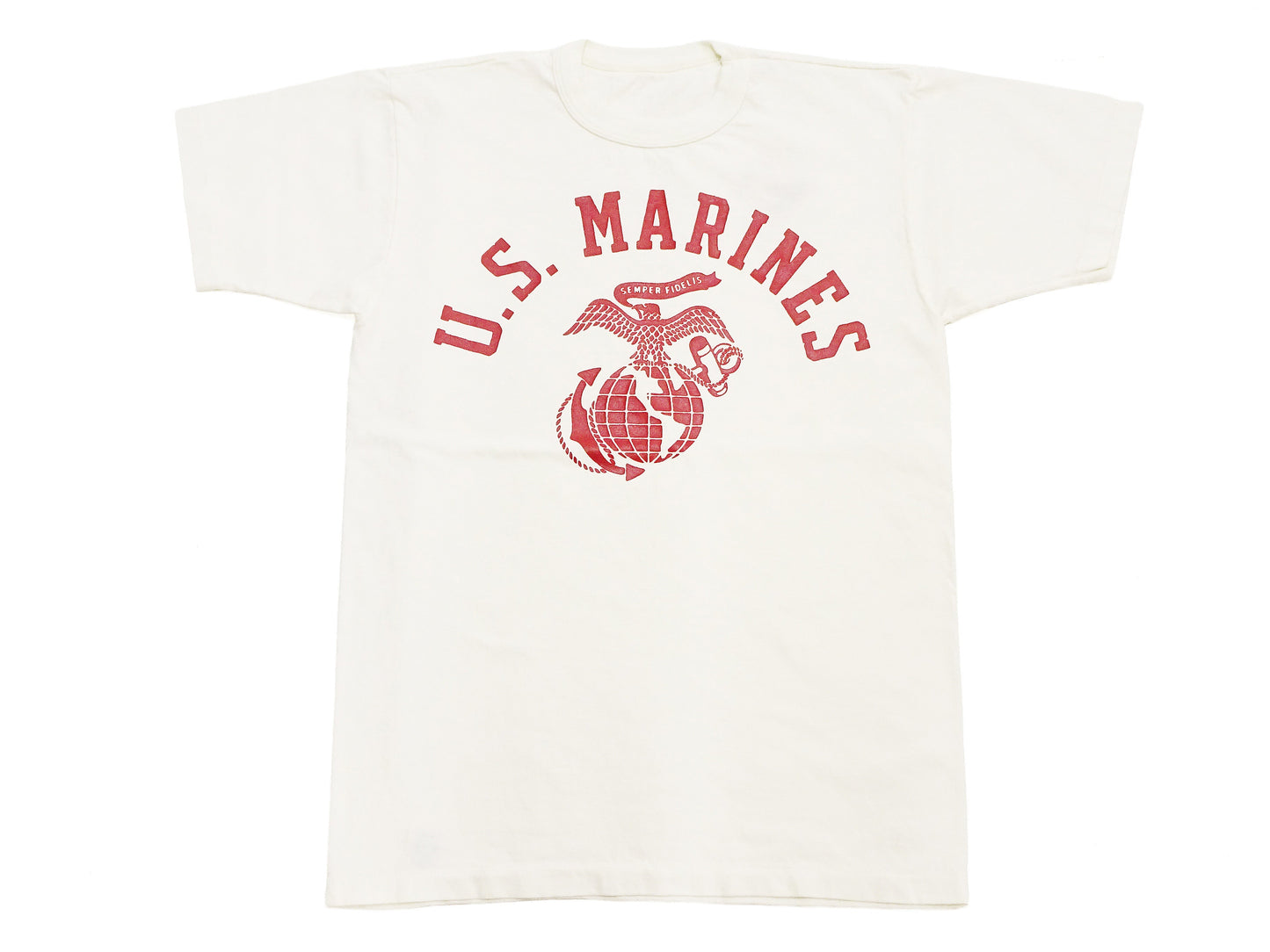 TOYS McCOY Men's Taxi Driver "U.S. Marines" Graphic Short Sleeve T-Shirt - Garment-Dyed Circular-Knit Tubular Tee - Made in Japan (TMC2624 011 Off-White)