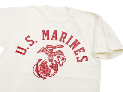 TOYS McCOY Men's Taxi Driver "U.S. Marines" Graphic Short Sleeve T-Shirt - Garment-Dyed Circular-Knit Tubular Tee - Made in Japan (TMC2624 011 Off-White)