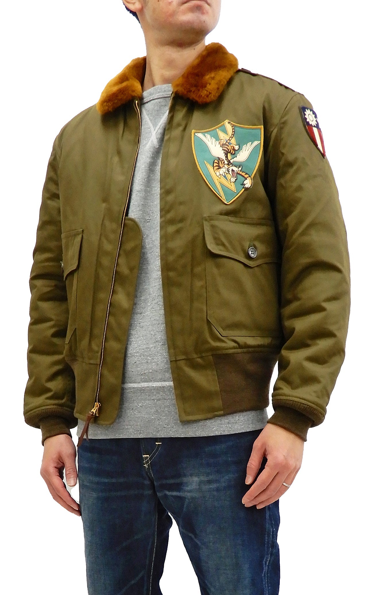 TOYS McCOY Jacket Mens USAAF B-10 Flight Jacket Flying Tigers Custom B10 TMJ2024 Olive