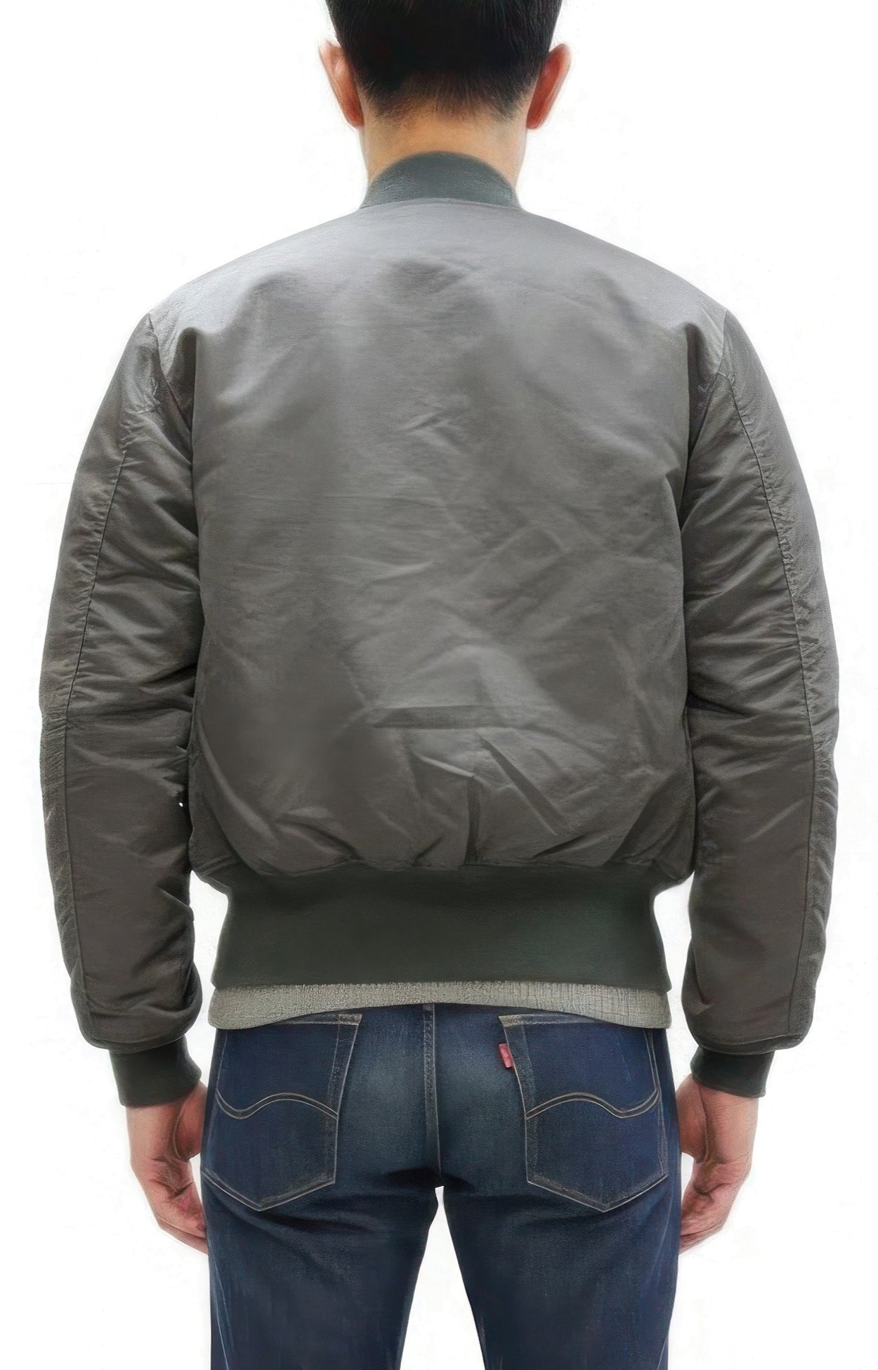 TOYS McCOY Men's MA-1 Flight Jacket - Albert Turner Reproduction, Sage Gray Nylon Bomber Jacket, Made in Japan TMJ2533