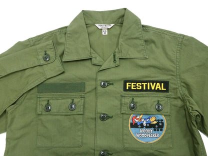 TOYS McCOY Utility Shirt Men's Custom Patched Printed Long Sleeve Button Up Shirt TMS2303 160 Olive