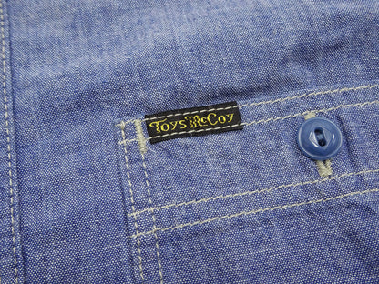 TOYS McCOY Chambray Shirt - Steve McQueen Edition, Men's Long Sleeve U.S. Navy Utility Work Shirt TMS2407 Blue