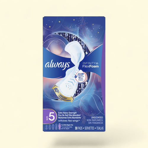Always Infinity Feminine Pads with Wings, Size 5, 30 Ct