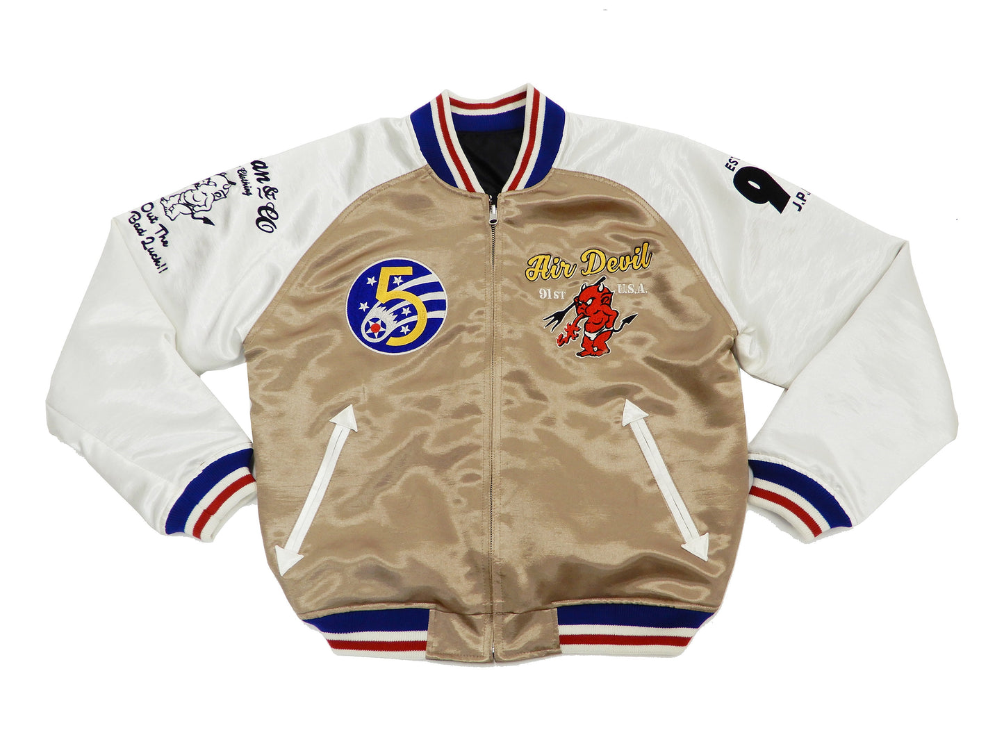 Tedman Sukajan Jacket Men's Reversible Embroidered Souvenir Jacket TSK-058 Gold/Black