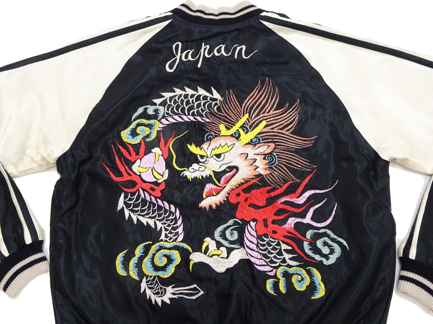 Tailor Toyo Sukajan TT15682 Men's Japanese Souvenir Jacket White Dragon x Eagle Embroidery TT15682-119