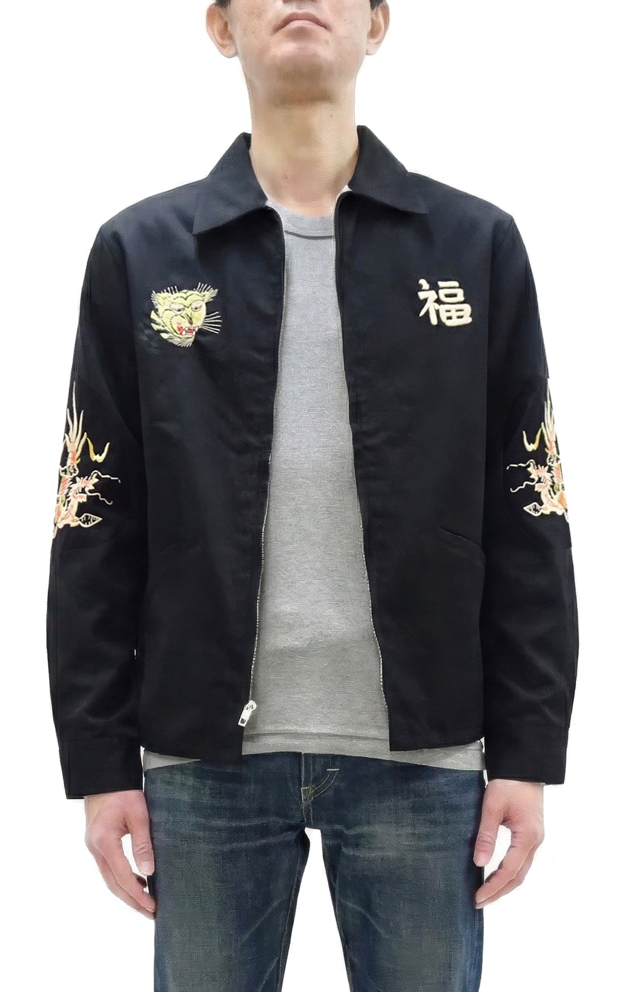 Tailor Toyo Men's Mid-1960s Cotton Vietnam Jacket "Vietnam Map" - Embroidered Vietnam Souvenir Tour Jacket, Pleiku-Inspired Reproduction (TT15892 119 Black)