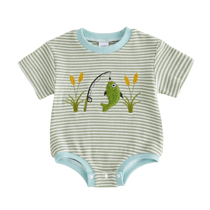 LET'S GO FISHING Striped Onesie