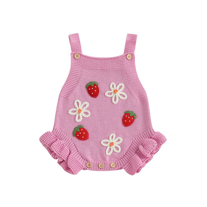 STRAWBERRIES & DAISIES Knitted Romper