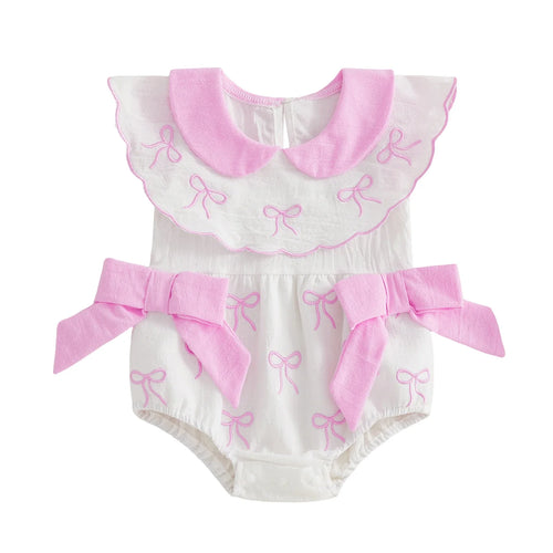 PINK BOWS Collar Romper