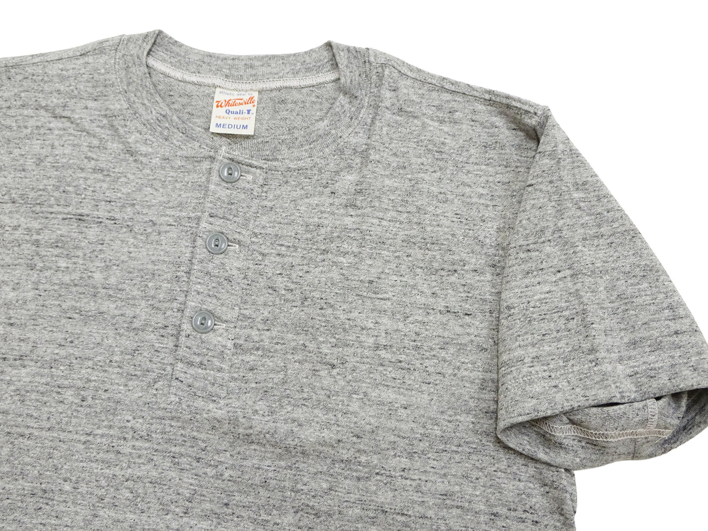Whitesville Men's Short-Sleeve Henley T-Shirt, 100% Cotton Tubular-Knit Jersey, Slim Fit, One-Pack, Made in Japan (WV79681 113 Heather Gray)