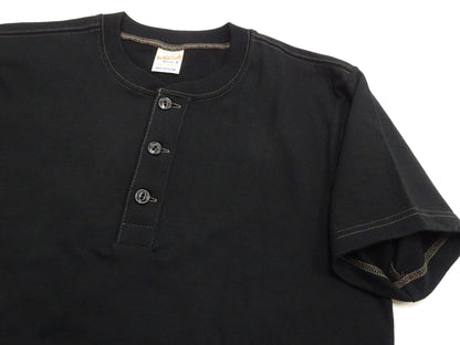 Whitesville Men's Short-Sleeve Henley T-Shirt, 100% Cotton Tubular-Knit Jersey, Slim Fit, One-Pack, Made in Japan (WV79681 119 Black)