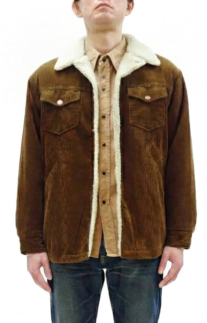 Wrangler Men's Sherpa-Lined Corduroy Jacket - Classic Ranch Coat Style, Mid-Length (WM1823-412, Brwon)