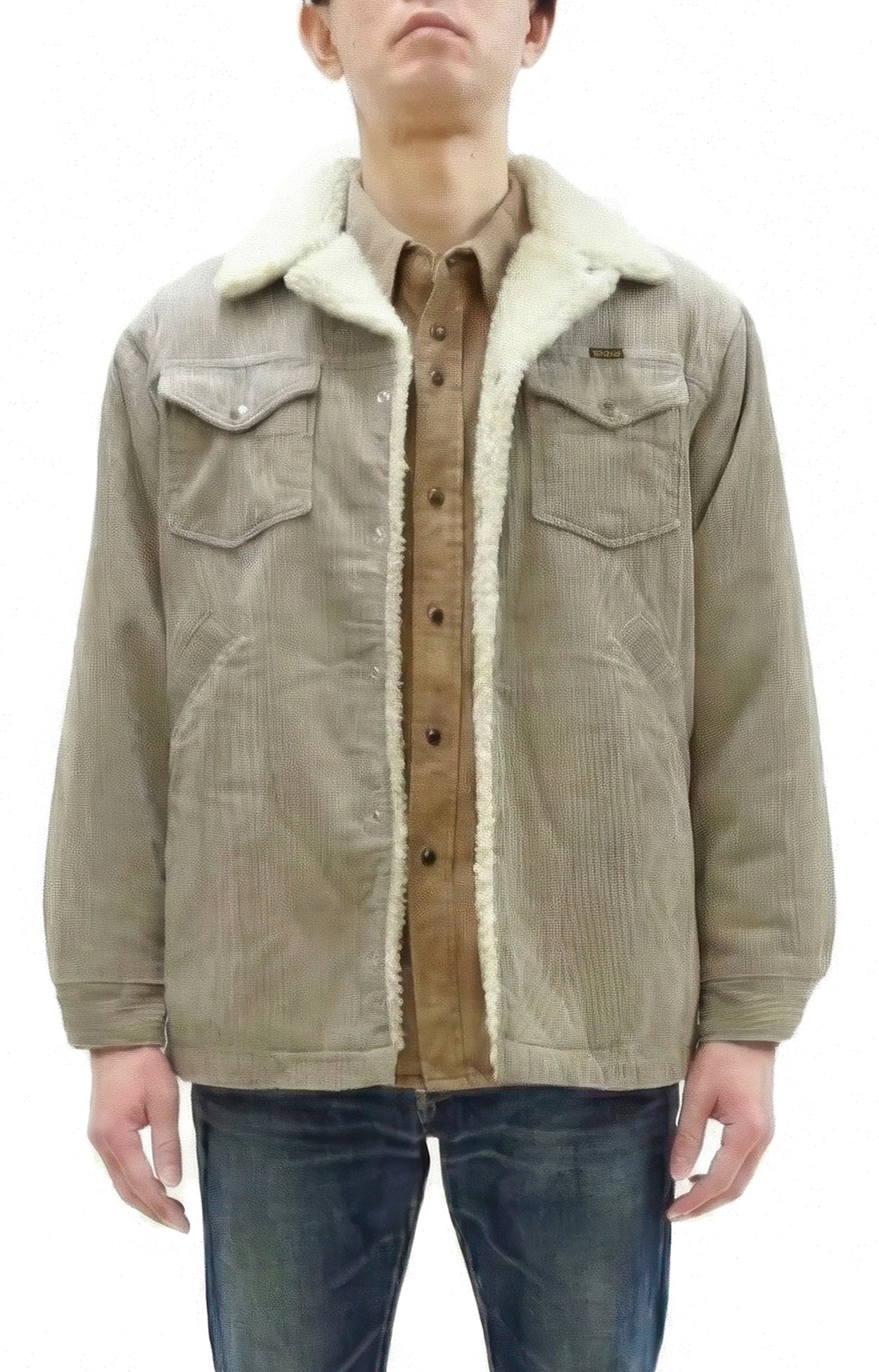 Wrangler Men's Sherpa-Lined Corduroy Jacket - Classic Ranch Coat Style, Mid-Length (WM1823-463, Light Ash Gray)