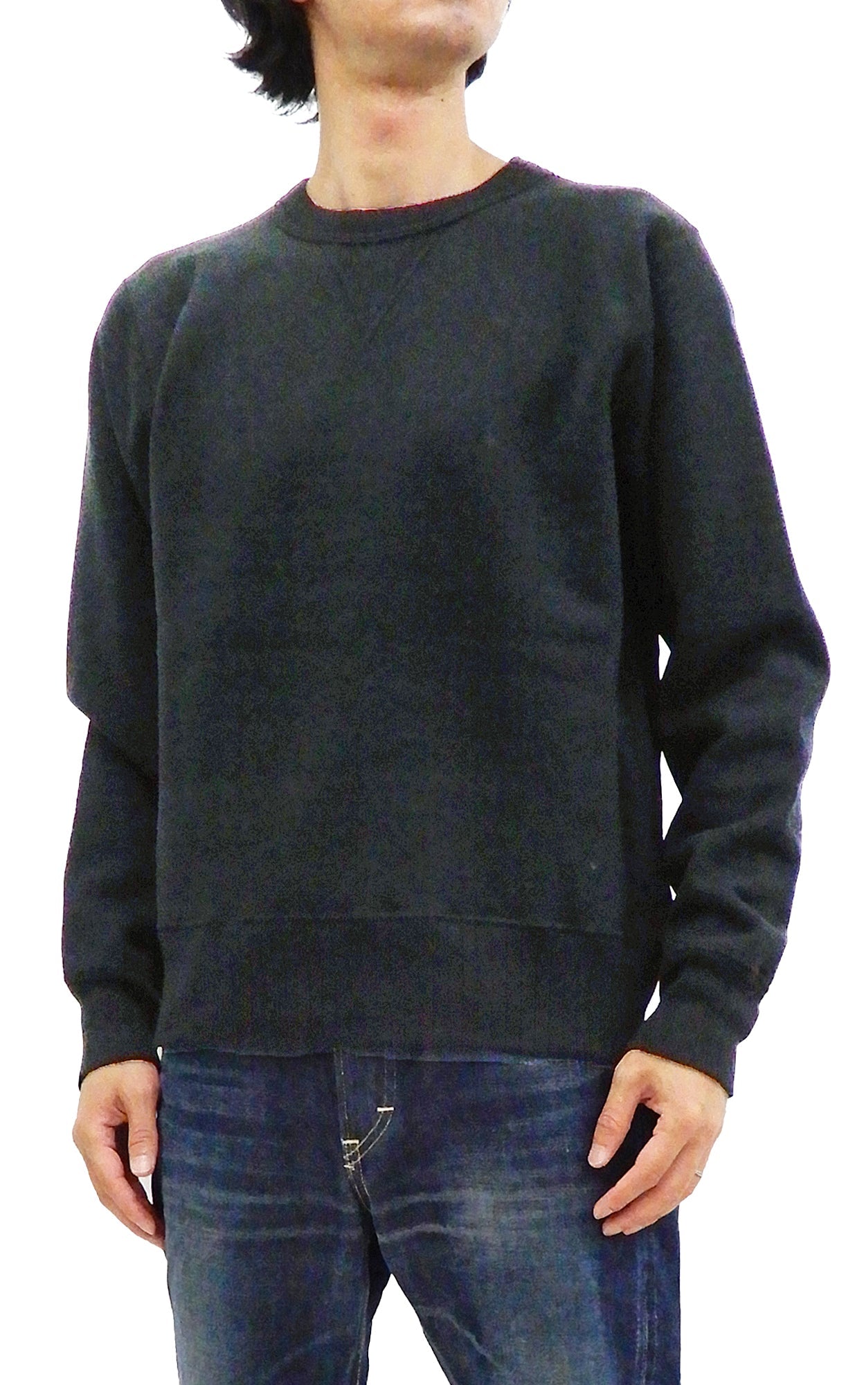 Whitesville Plain Sweatshirt Men's Loop-wheeled V-Insert Vintage Style WV67728 Black