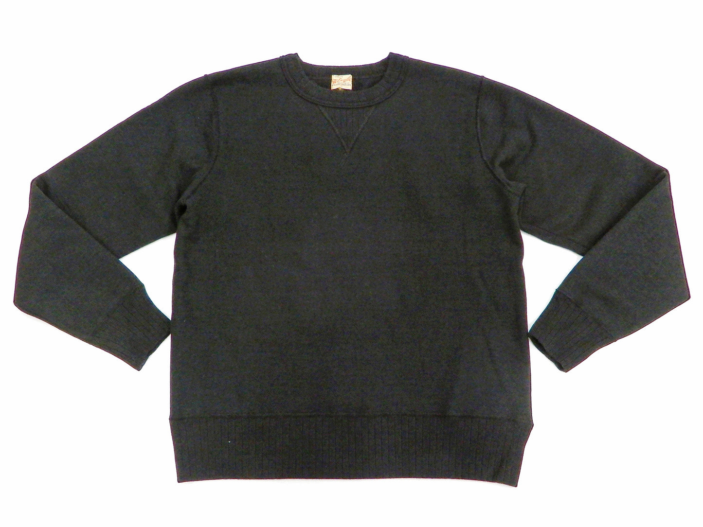 Whitesville Plain Sweatshirt Men's Loop-wheeled V-Insert Vintage Style WV67728 Black