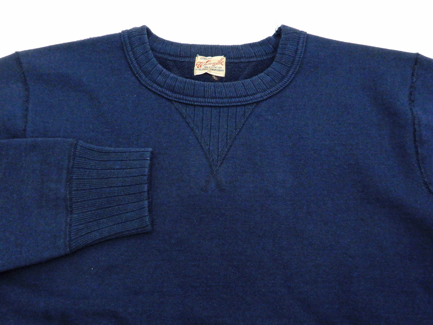 Whitesville Plain Sweatshirt Men's Loop-wheeled V-Insert Vintage Style WV67728 Navy-Blue