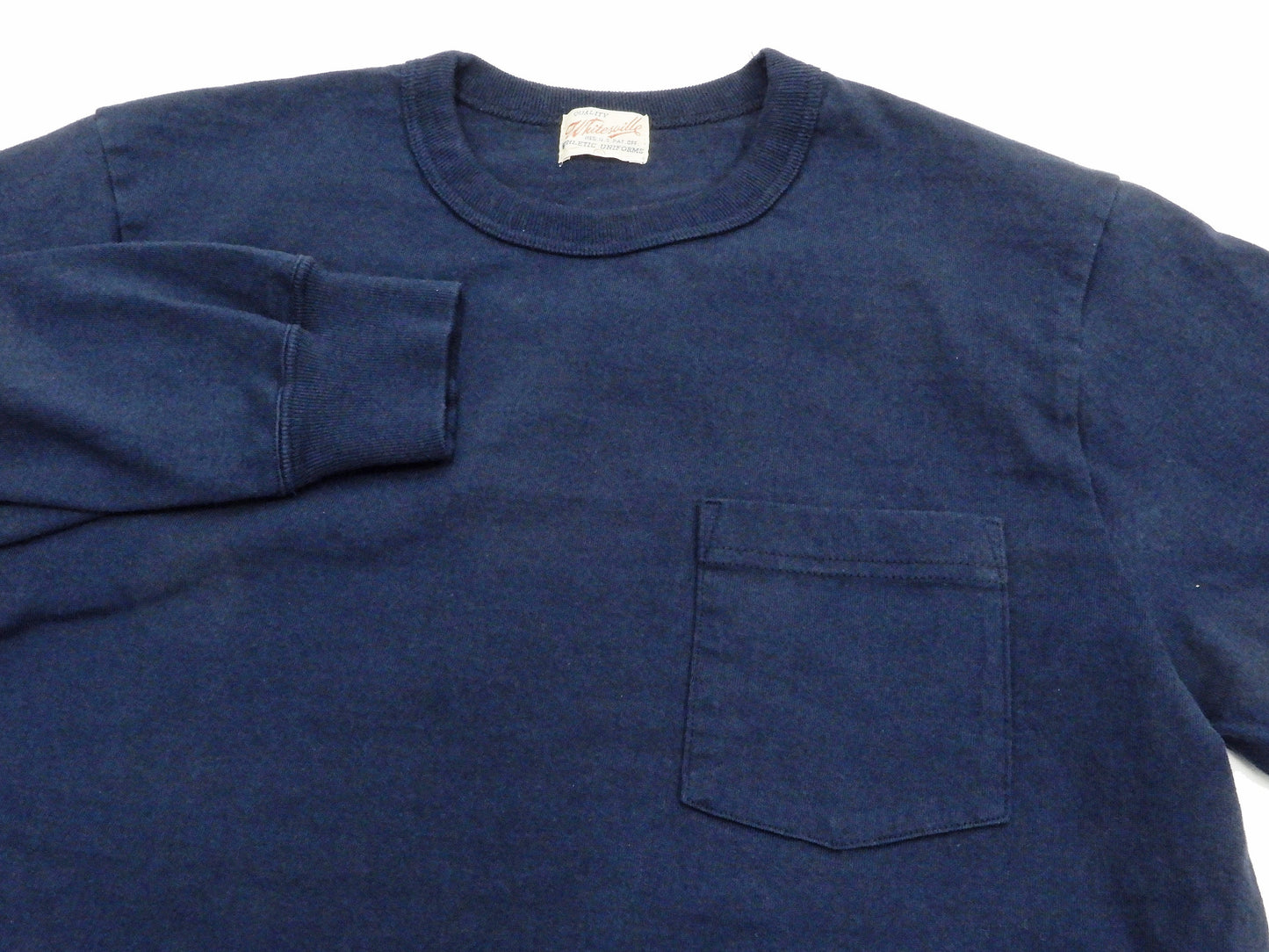 Whitesvill Plain T-shirt Men's Heavyweight Long Sleeve Pocket Tee WV68849 128 Dark-Blue