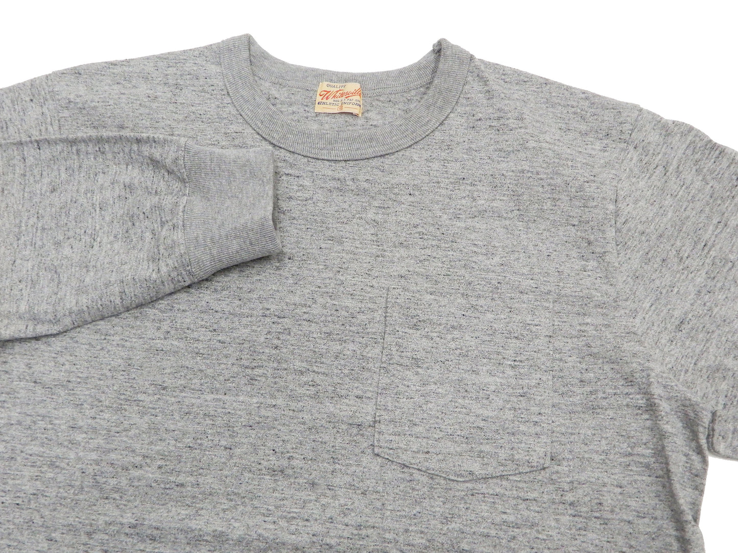 Whitesvill Plain T-shirt Men's Heavyweight Long Sleeve Pocket Tee WV68849 113 Heather-Gray
