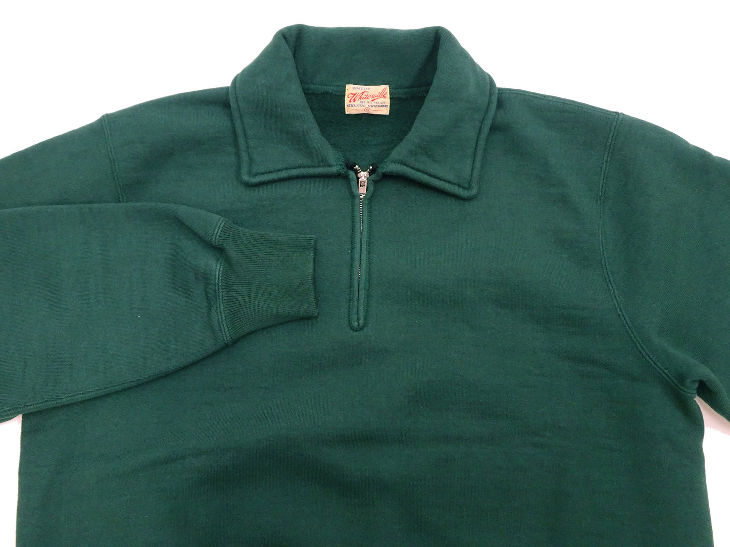 Whitesville Men's Collared Half-Zip Sweatshirt - Heavyweight Loopwheel Fleece, Made in Japan, Vintage-Inspired Athletic Wear (Toyo Enterprises WV69641 145 Green)