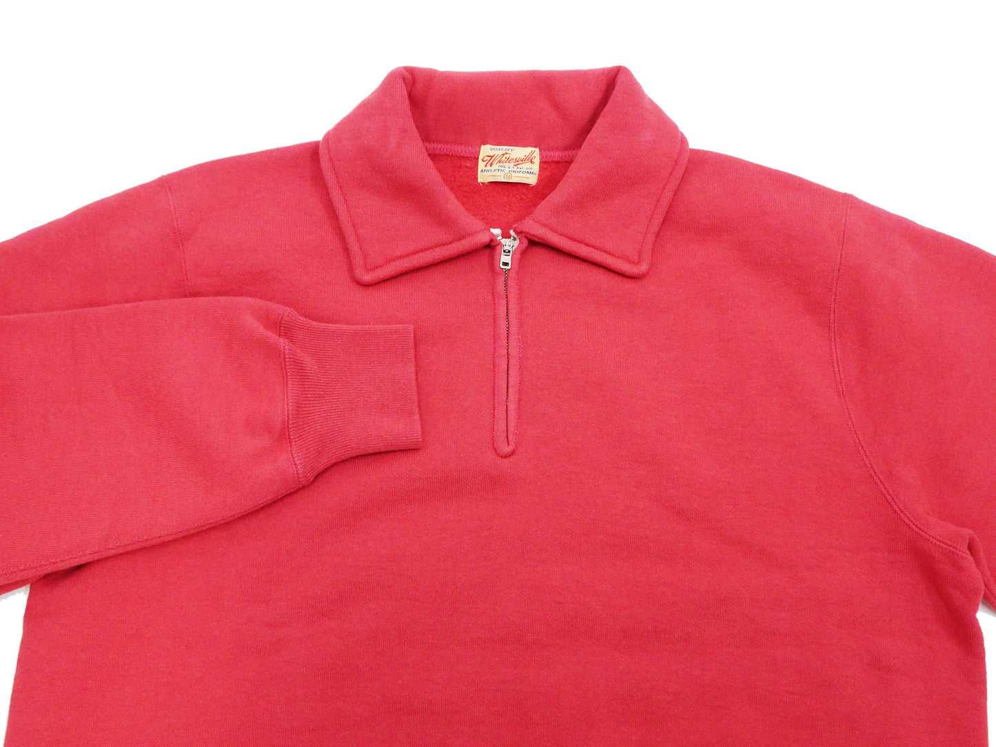 Whitesville Men's Collared Half-Zip Sweatshirt - Heavyweight Loopwheel Fleece, Made in Japan, Vintage-Inspired Athletic Wear (Toyo Enterprises WV69641 165 Red)