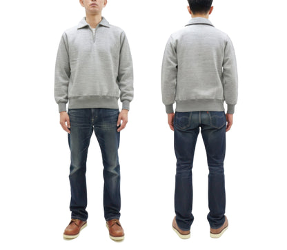 Whitesville Men's Collared Half-Zip Sweatshirt - Heavyweight Loopwheel Fleece, Made in Japan, Vintage-Inspired Athletic Wear (Toyo Enterprises WV69641 113 Heather Gray)