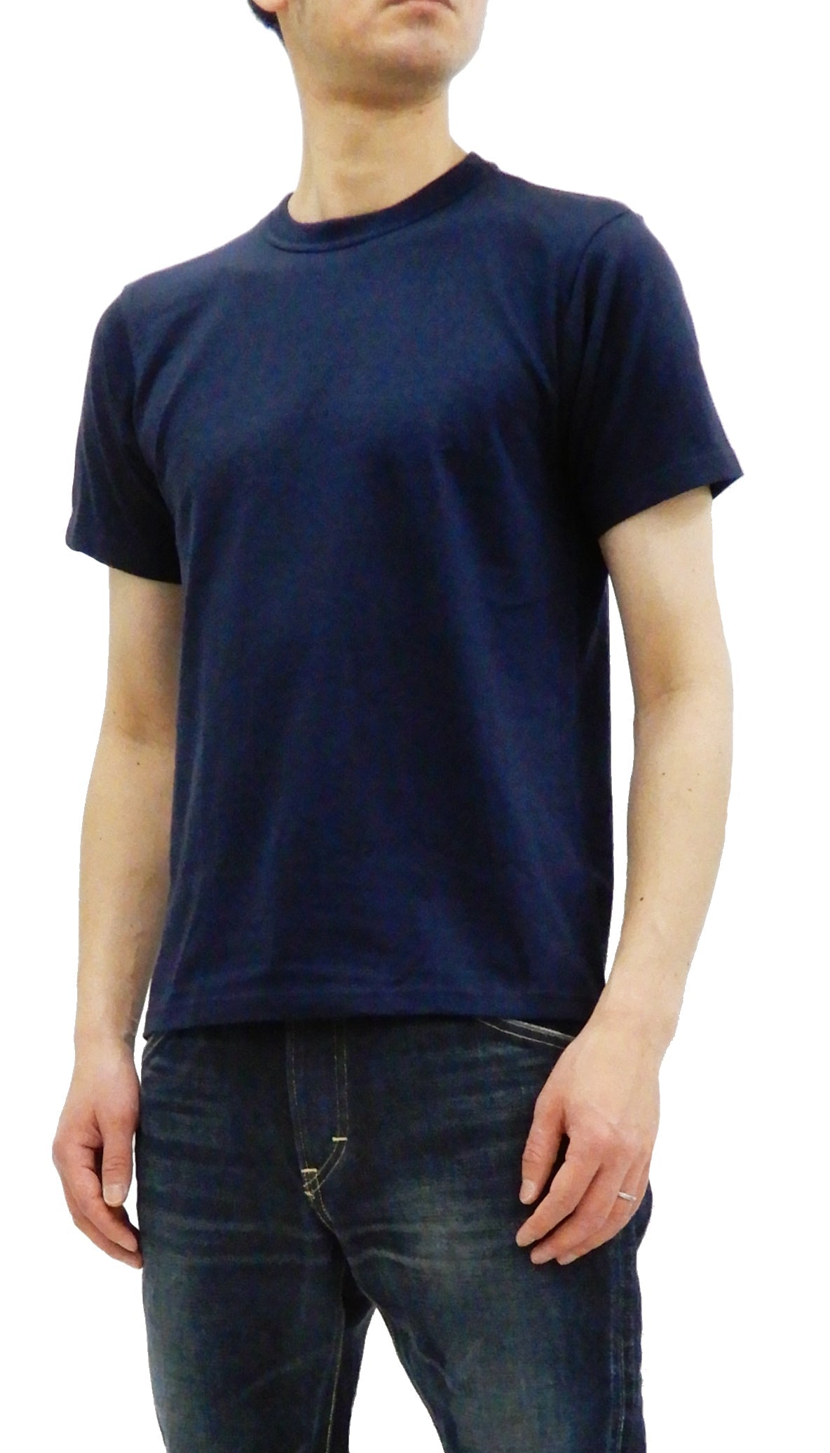 Whitesville Men's 2-Pack Plain Short-Sleeve Crew Neck T-Shirts, Tubular-Knit Cotton, Made in Japan by Toyo Enterprises (WV73544 128 Navy)