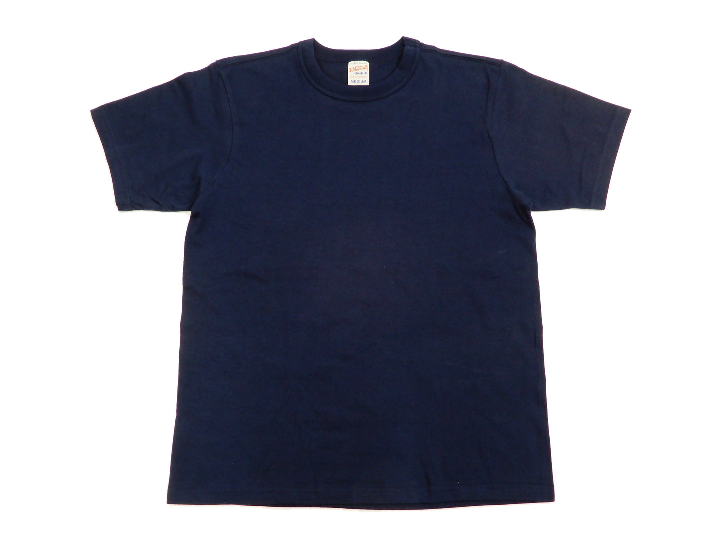 Whitesville Men's 2-Pack Plain Short-Sleeve Crew Neck T-Shirts, Tubular-Knit Cotton, Made in Japan by Toyo Enterprises (WV73544 128 Navy)