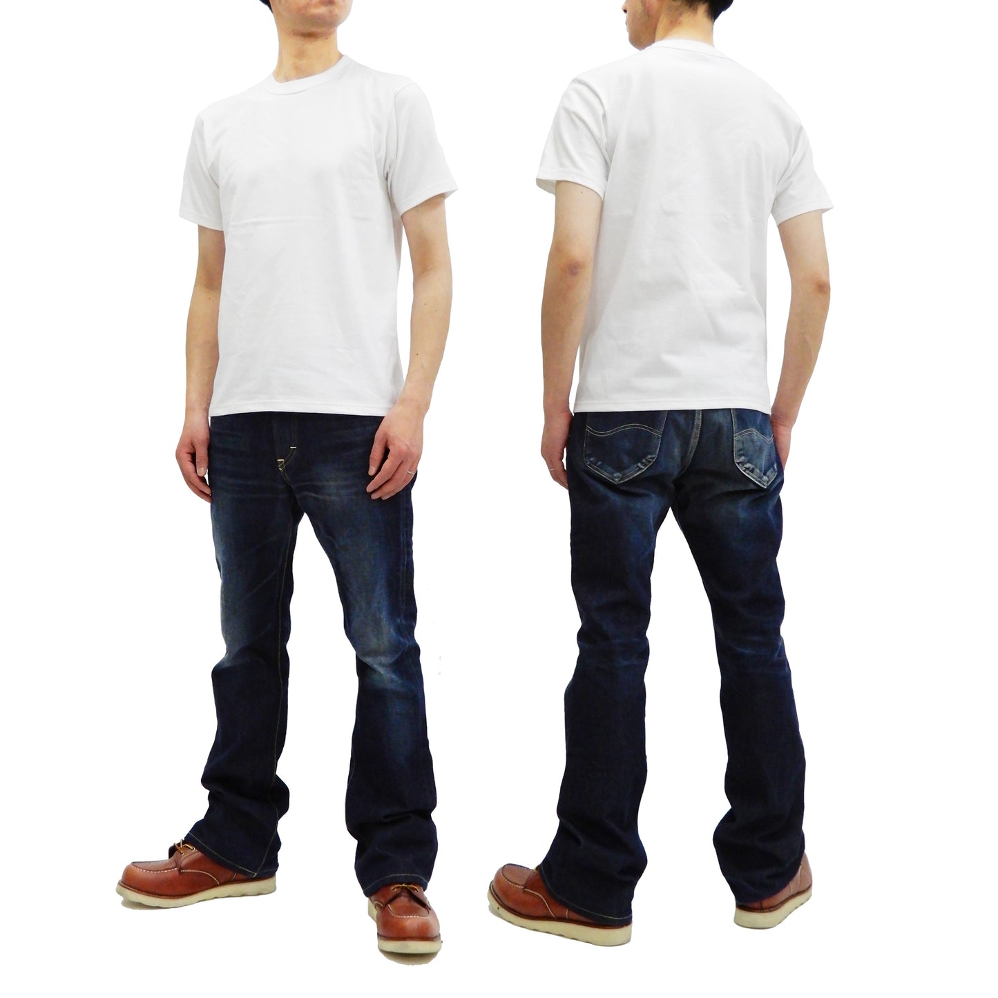 Whitesville Men's 2-Pack Plain Short-Sleeve Crew Neck T-Shirts, Tubular-Knit Cotton, Made in Japan by Toyo Enterprises (WV73544 105 Off-White)