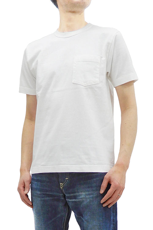 Whitesville Men's Plain Pocket T-Shirt - Short Sleeve Crewneck Loopwheel Tee (One-Wash) WV78932 by Toyo Enterprises 105 Off-White