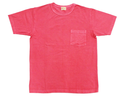 Whitesville Men's Short Sleeve Pigment-Dyed Pocket T-Shirt, Heavyweight Tubular Cotton Jersey Plain Tee, Made in Japan by Toyo Enterprises (WV79531 165 Faded Red)