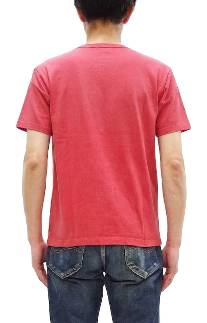 Whitesville Men's Short Sleeve Pigment-Dyed Pocket T-Shirt, Heavyweight Tubular Cotton Jersey Plain Tee, Made in Japan by Toyo Enterprises (WV79531 165 Faded Red)