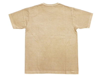 Whitesville Men's Short Sleeve Pigment-Dyed Pocket T-Shirt, Heavyweight Tubular Cotton Jersey Plain Tee, Made in Japan by Toyo Enterprises (WV79531 133 Faded Beige)